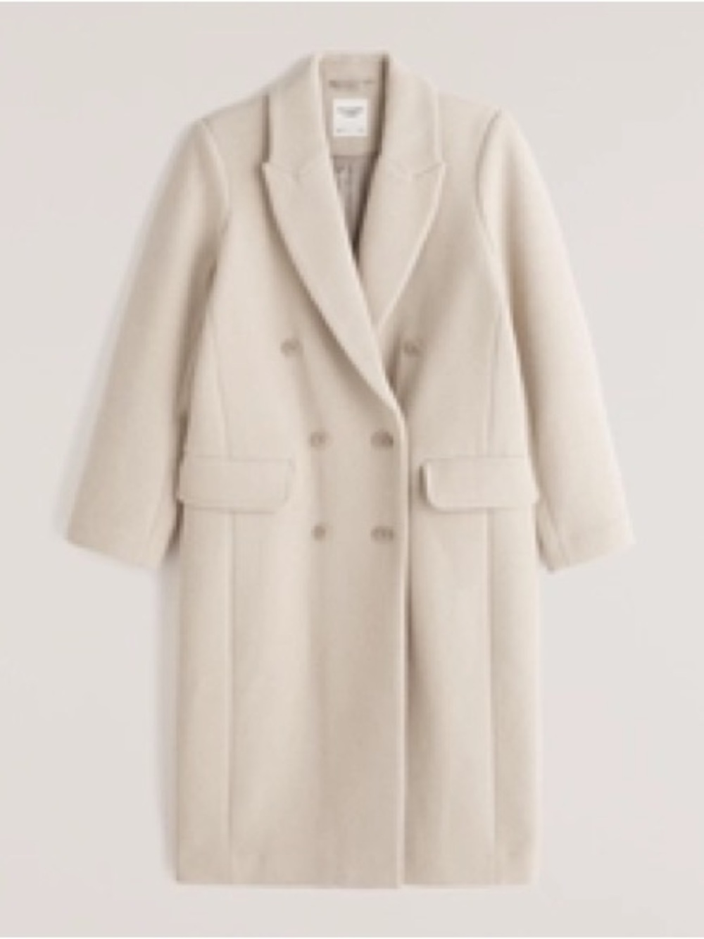 Abercrombie & Fitch Double-Breasted Cream Pea Coat